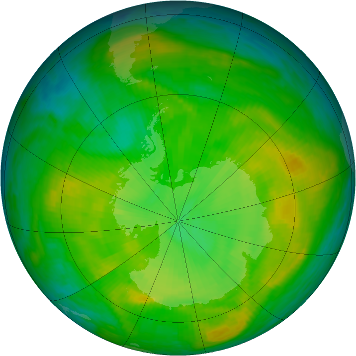 Antarctic ozone map for 18 December 1980